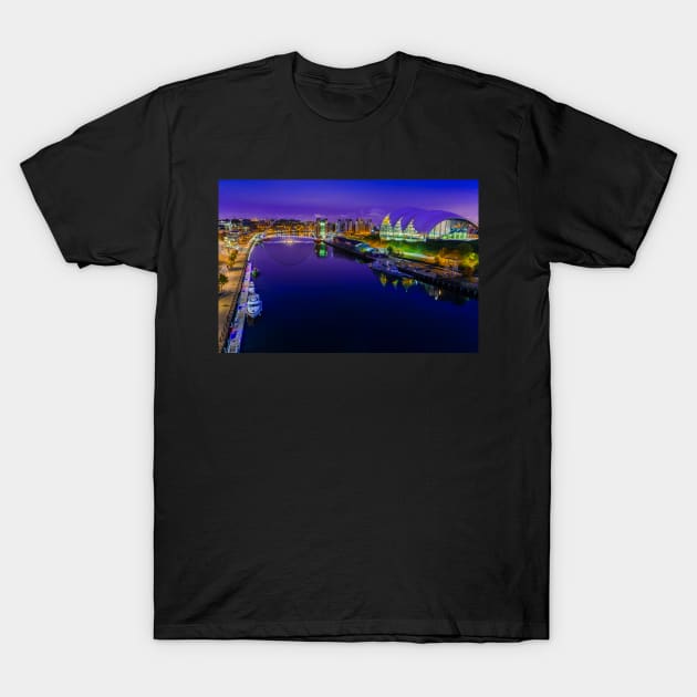 Dawn on River Tyne T-Shirt by Reg-K-Atkinson